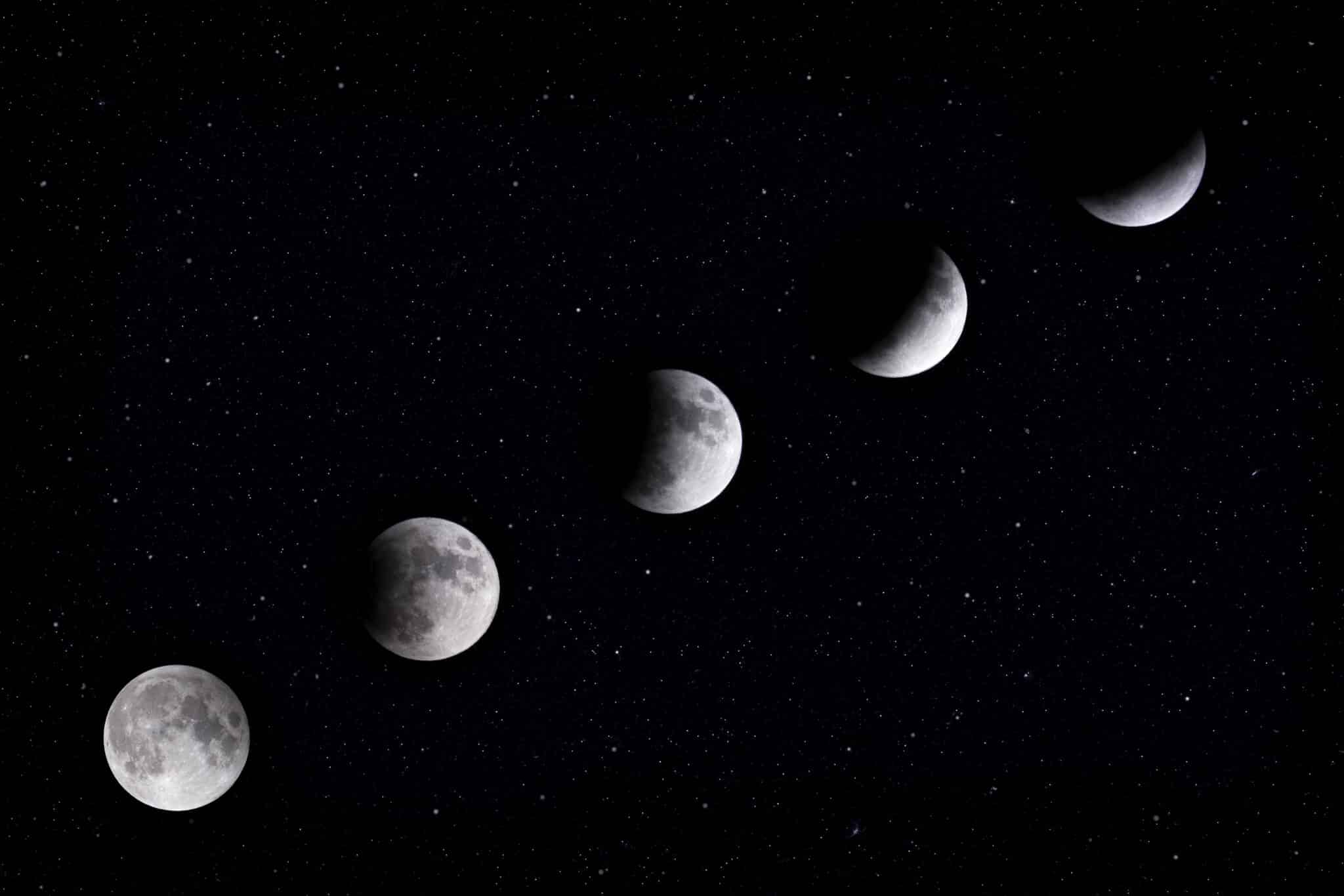 grayscale shot of the moon in different phases 2023 11 27 05 16 08 utc scaled